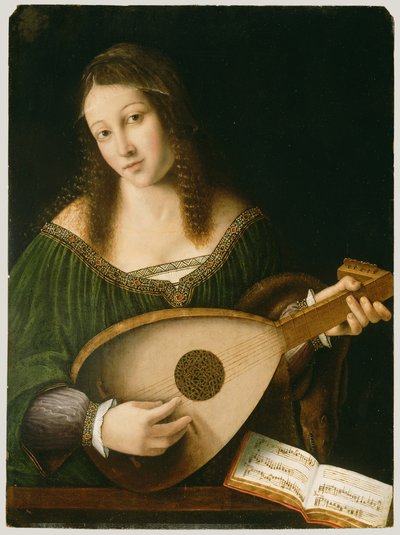Lady Playing a Lute by Bartolomeo Veneto